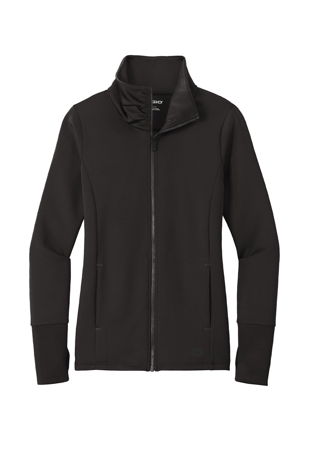 Ogio LOE703 Womens Endurance Modern Performance Moisture Wicking Full Zip Sweatshirt w/ Pockets Blacktop Flat Front