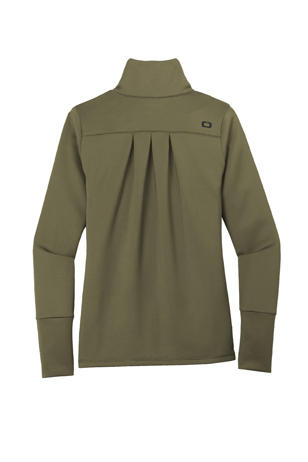 Ogio LOE703 Womens Endurance Modern Performance Moisture Wicking Full Zip Sweatshirt w/ Pockets Deep Olive Green Flat Back