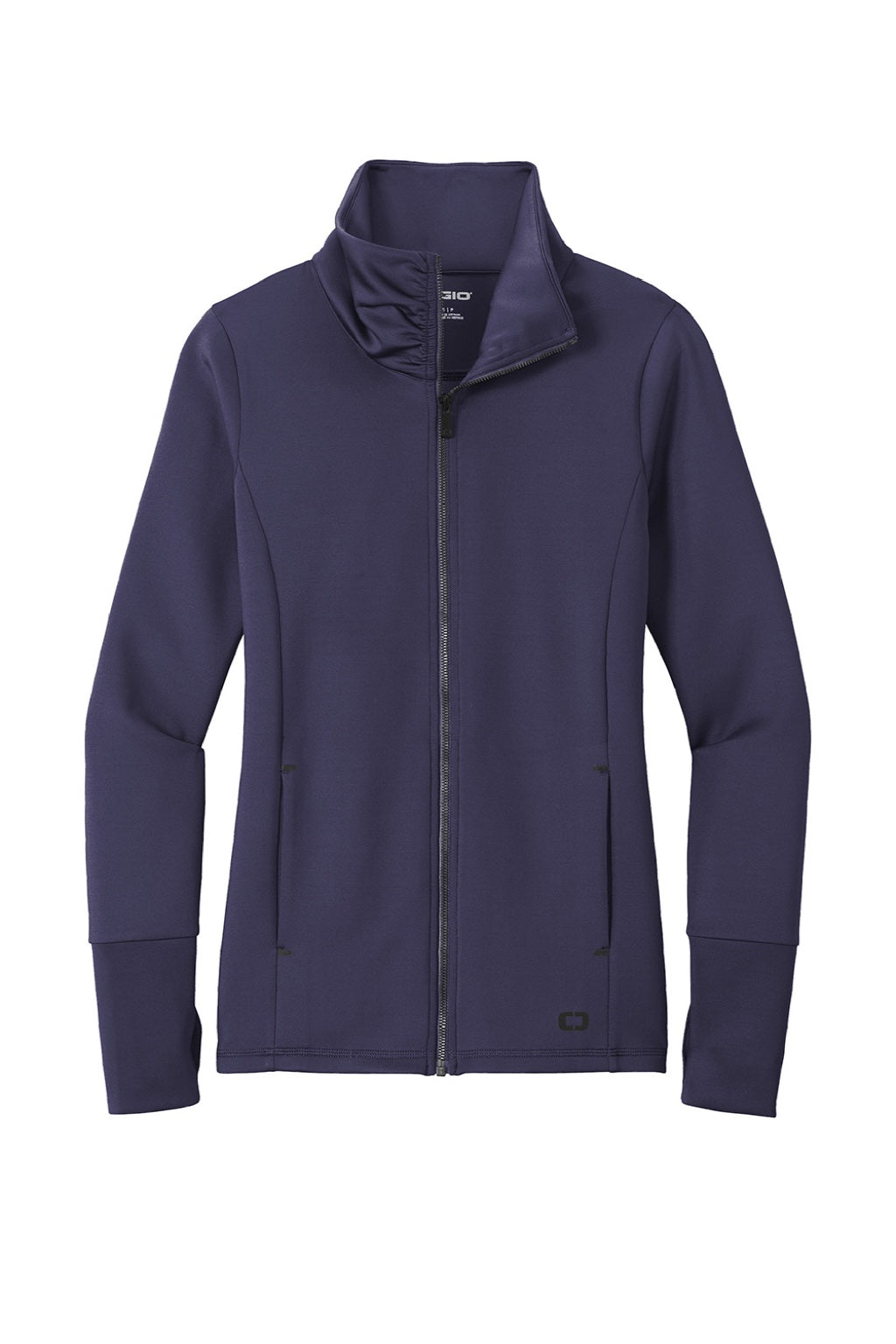 Ogio LOE703 Womens Endurance Modern Performance Moisture Wicking Full Zip Sweatshirt w/ Pockets Navy Blue Flat Front
