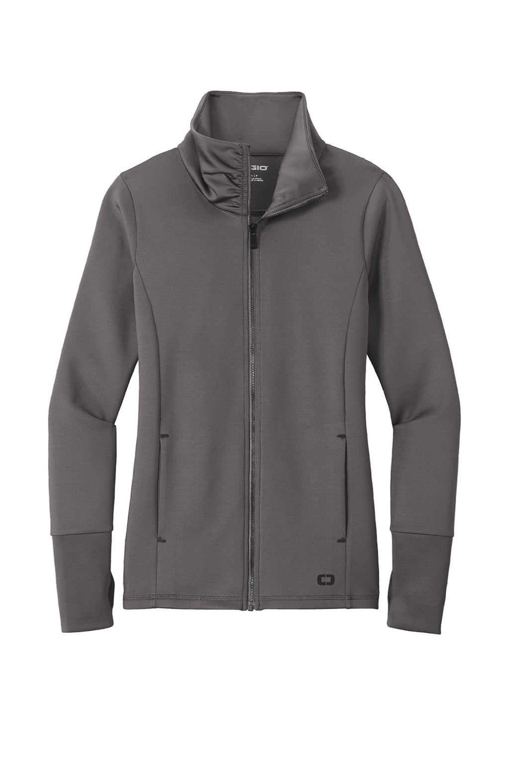 Ogio LOE703 Womens Endurance Modern Performance Moisture Wicking Full Zip Sweatshirt w/ Pockets Tarmac Grey Flat Front