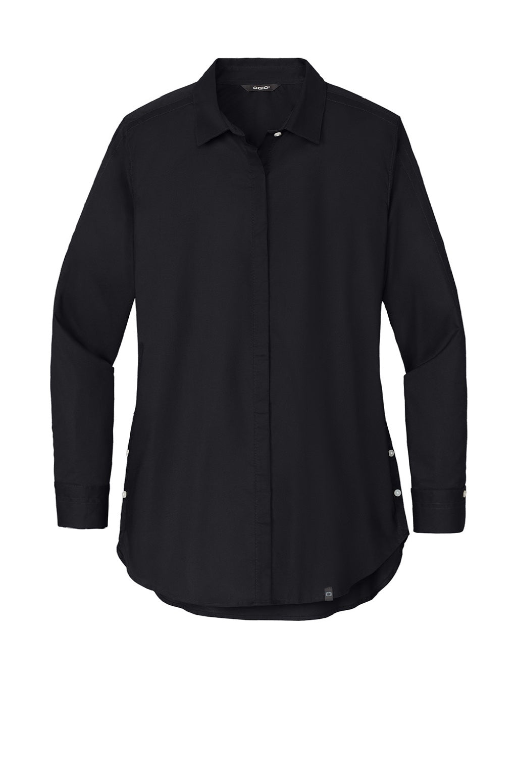 Ogio LOG1002 Womens Commuter Long Sleeve Button Down Shirt Blacktop Flat Front