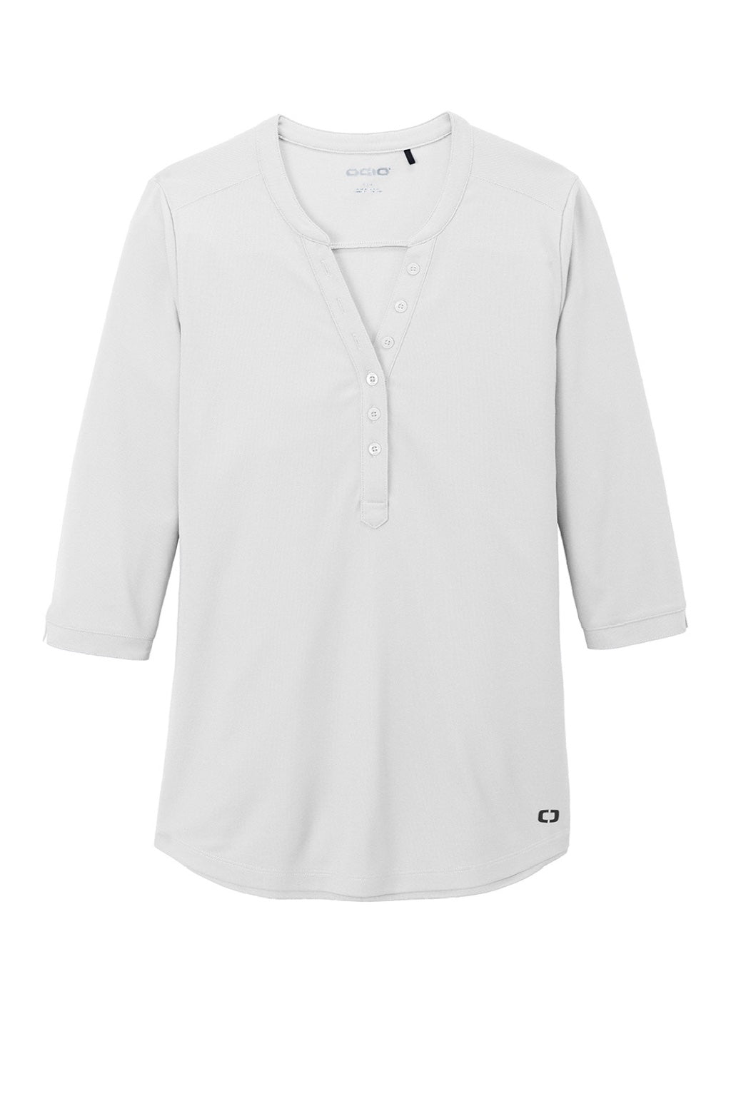 Ogio LOG104 Womens Jewel Moisture Wicking 3/4 Sleeve Polo Shirt Bright White Flat Front