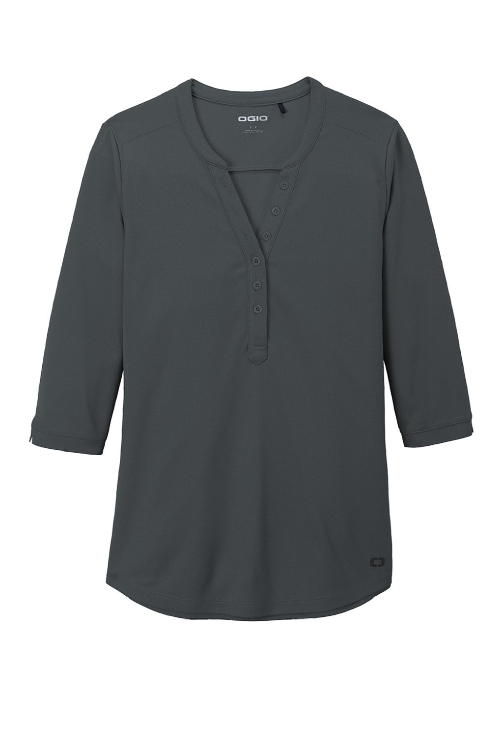 Ogio LOG104 Womens Jewel Moisture Wicking 3/4 Sleeve Polo Shirt Diesel Grey Flat Front