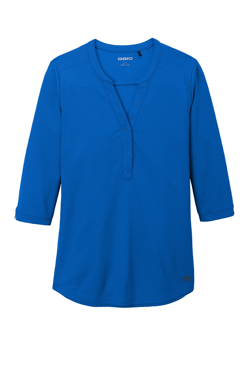 Ogio LOG104 Womens Jewel Moisture Wicking 3/4 Sleeve Polo Shirt Electric Blue Flat Front