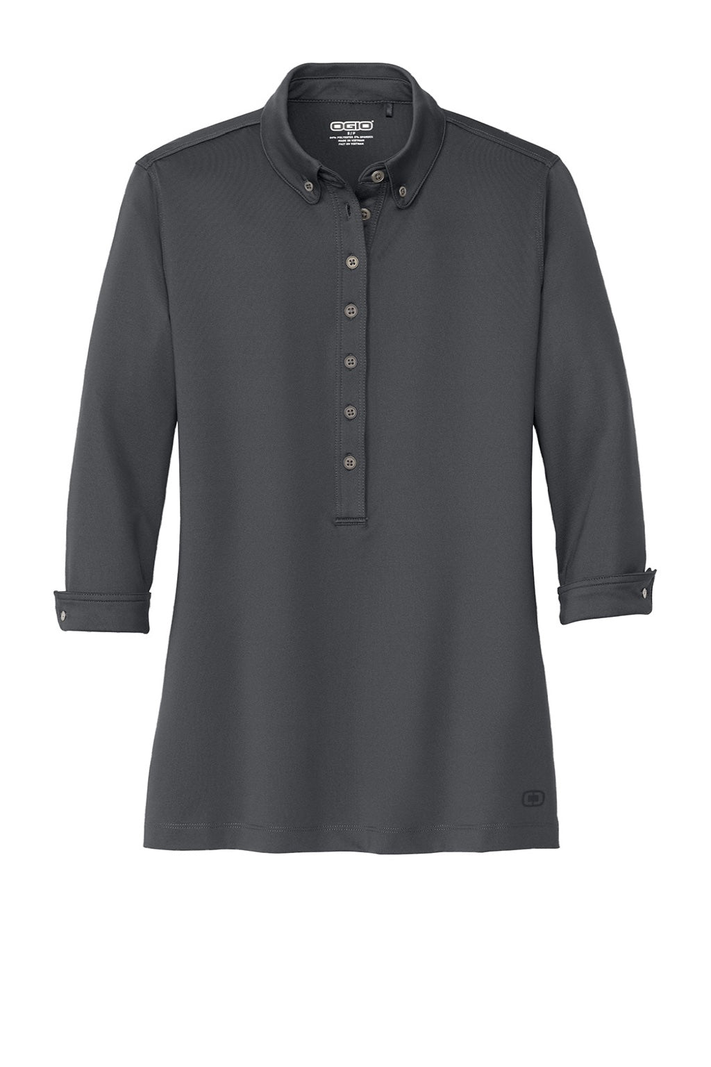 Ogio LOG122 Womens Gauge Moisture Wicking 3/4 Sleeve Polo Shirt Diesel Grey Flat Front