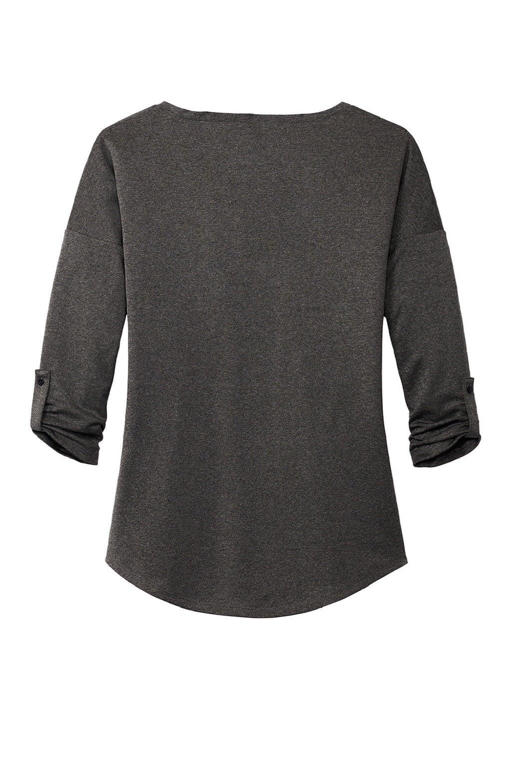 Ogio LOG141 Womens Gravitate Moisture Wicking 3/4 Sleeve Scoop Neck T-Shirt Heather Dark Grey Flat Back
