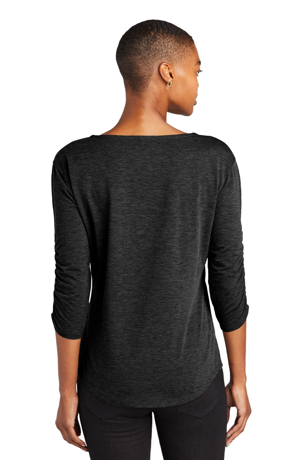 Ogio LOG148 Womens Evolution Moisture Wicking 3/4 Sleeve V-Neck T-Shirt Blacktop Model Back