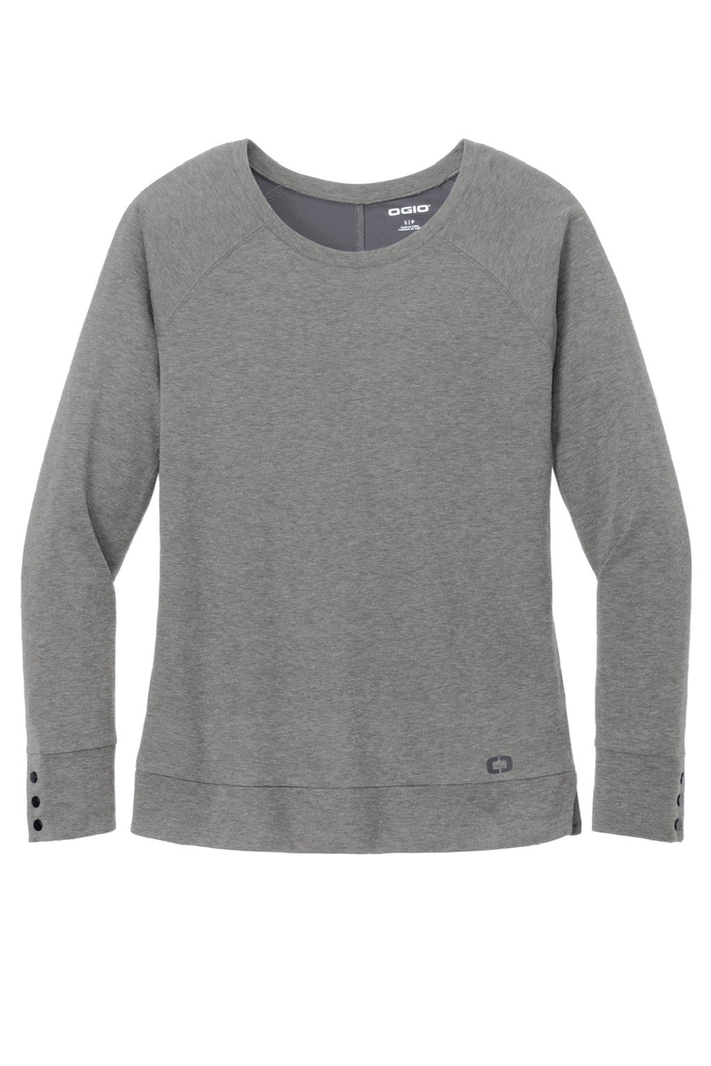 Ogio LOG150 Womens Command Long Sleeve Scoop Neck T-Shirt Gear Grey Flat Front