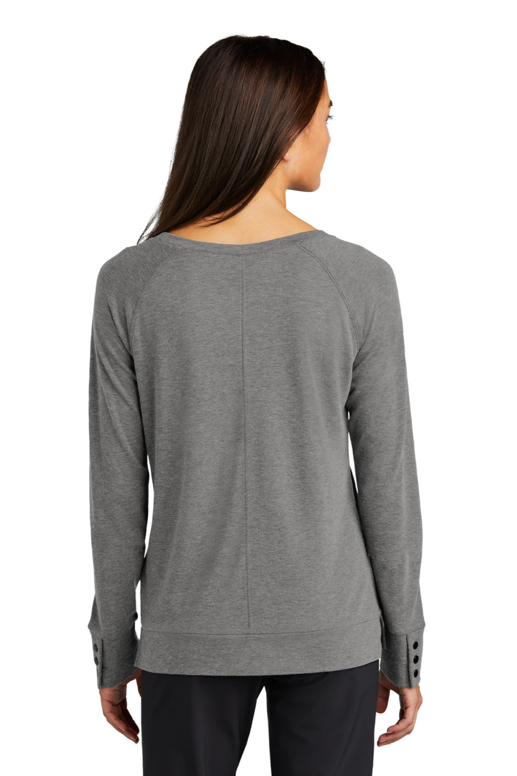 Ogio LOG150 Womens Command Long Sleeve Scoop Neck T-Shirt Gear Grey Model Back