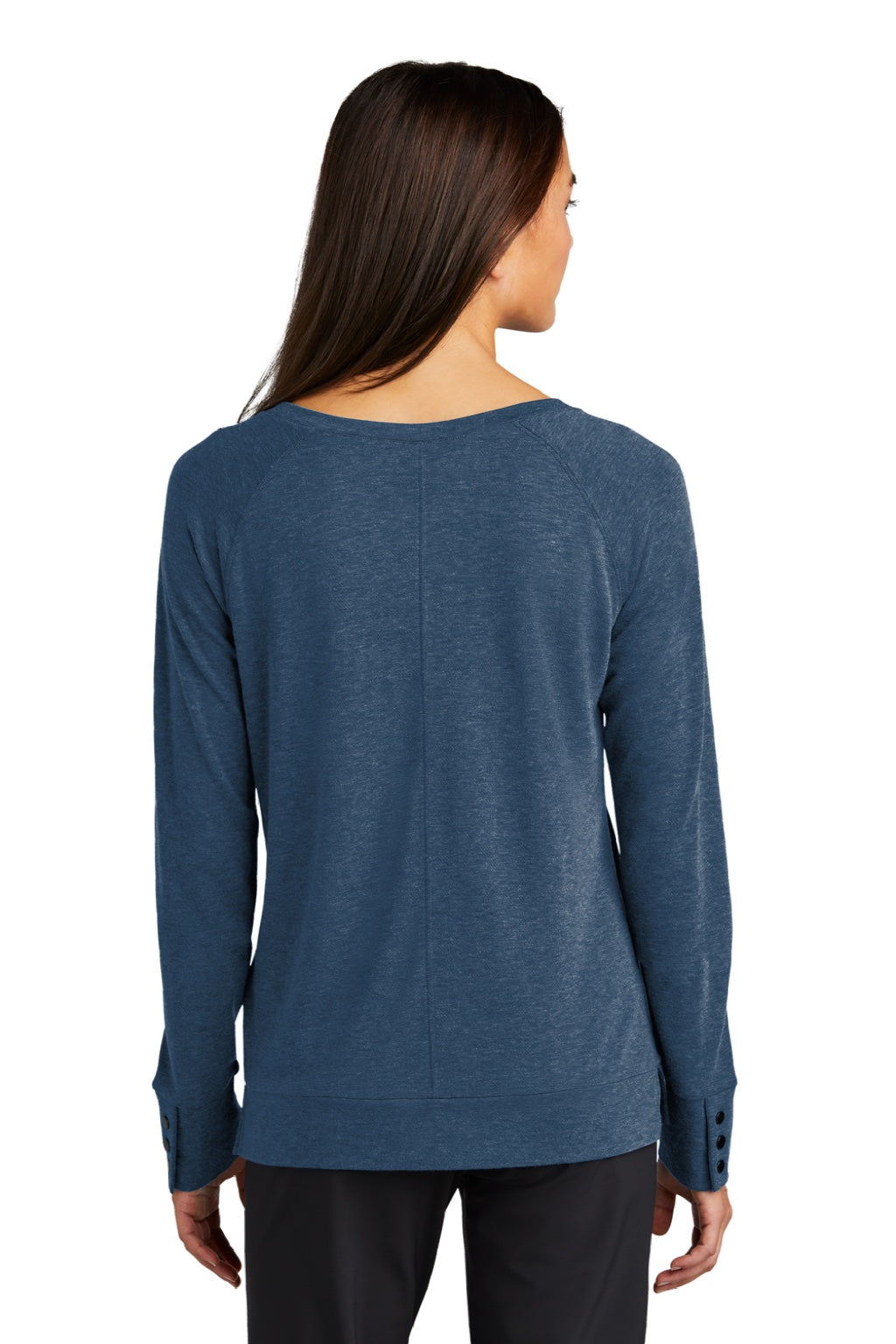 Ogio LOG150 Womens Command Long Sleeve Scoop Neck T-Shirt Spar Blue Model Back