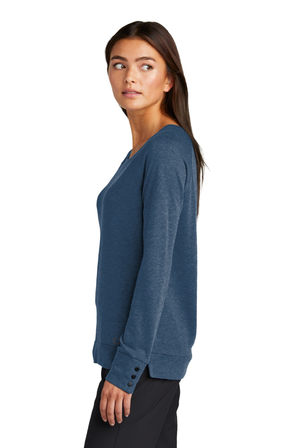 Ogio LOG150 Womens Command Long Sleeve Scoop Neck T-Shirt Spar Blue Model Side