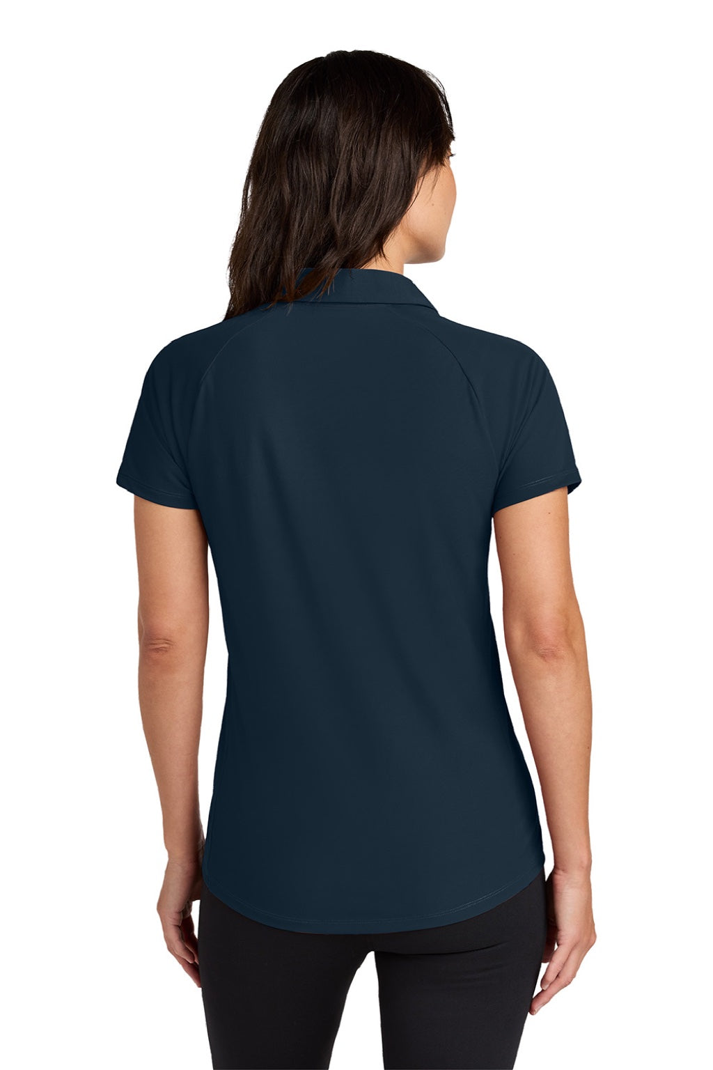 Ogio LOG154 Womens Envision Moisture Wicking Short Sleeve Polo Shirt River Navy Blue Model Back