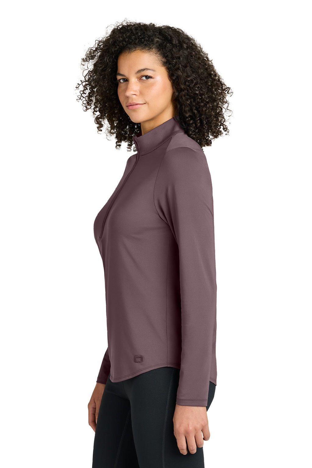 Ogio LOG172 Womens Regain 1/4 Zip Sweatshirt Ashen Plum Purple Model Side