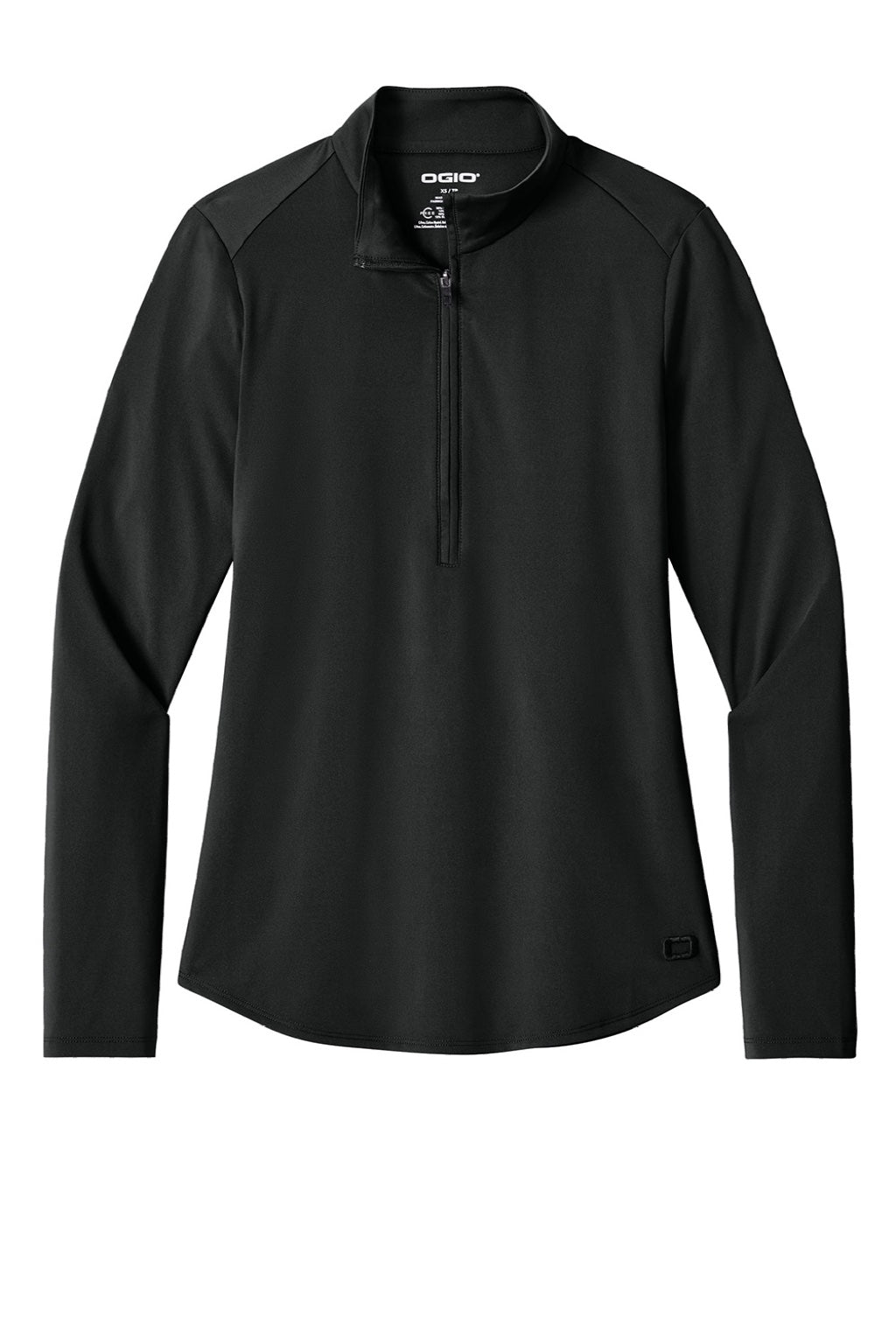 Ogio LOG172 Womens Regain 1/4 Zip Sweatshirt Blacktop Flat Front