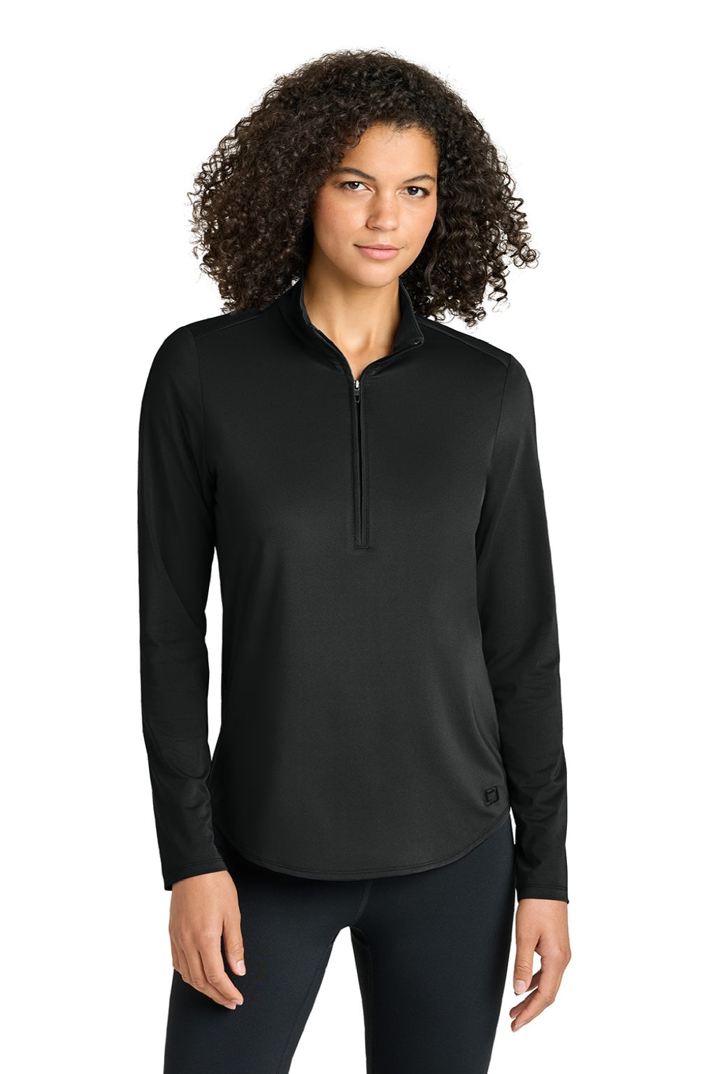 Ogio LOG172 Womens Regain 1/4 Zip Sweatshirt Blacktop Model Front