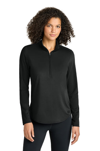 Ogio LOG172 Womens Regain 1/4 Zip Sweatshirt Blacktop Model Front