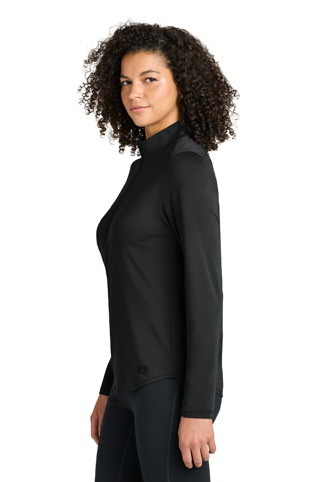 Ogio LOG172 Womens Regain 1/4 Zip Sweatshirt Blacktop Model Side