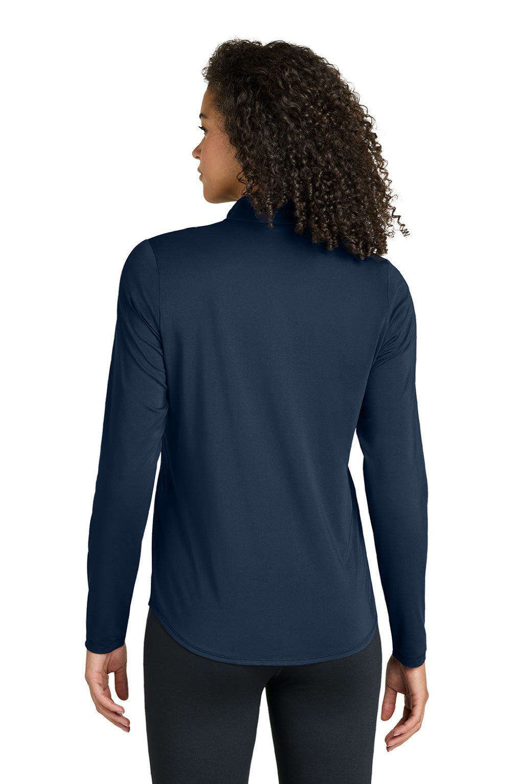 Ogio LOG172 Womens Regain 1/4 Zip Sweatshirt River Navy Blue Model Back