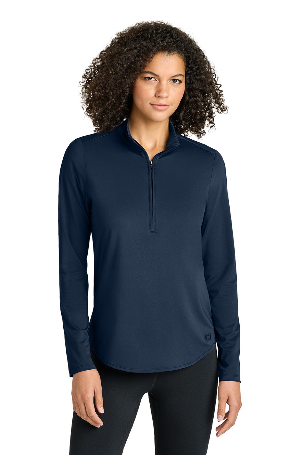 Ogio LOG172 Womens Regain 1/4 Zip Sweatshirt River Navy Blue Model Front