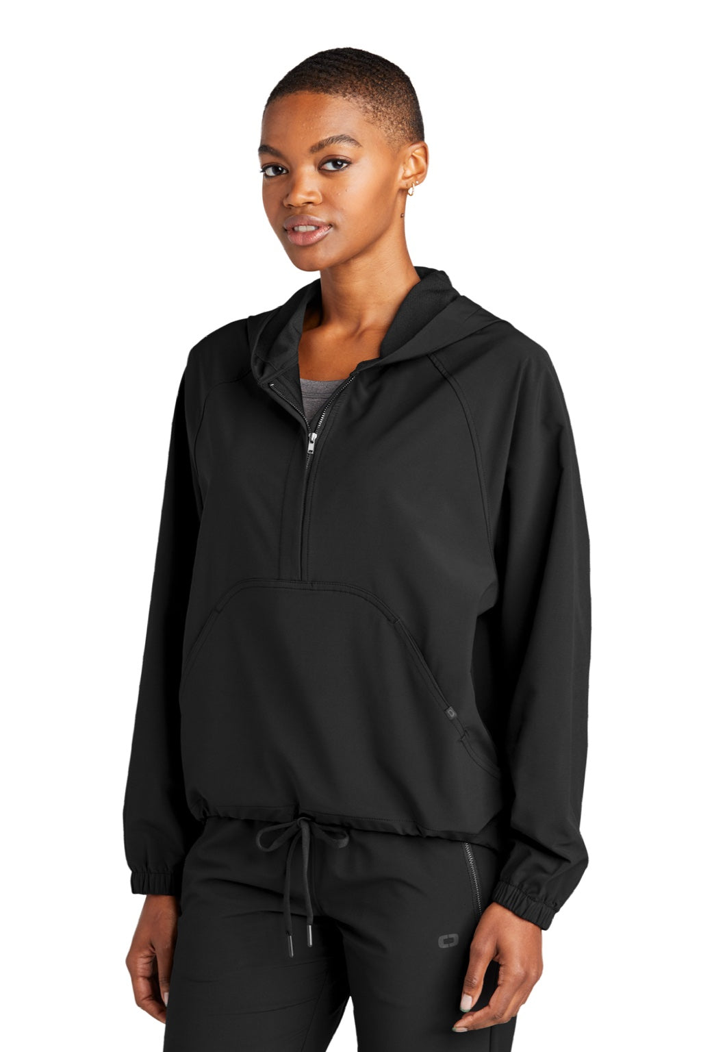 Ogio LOG706 Womens Connection Water Resistant Full Zip Anorak Hooded Jacket Blacktop Model 3q