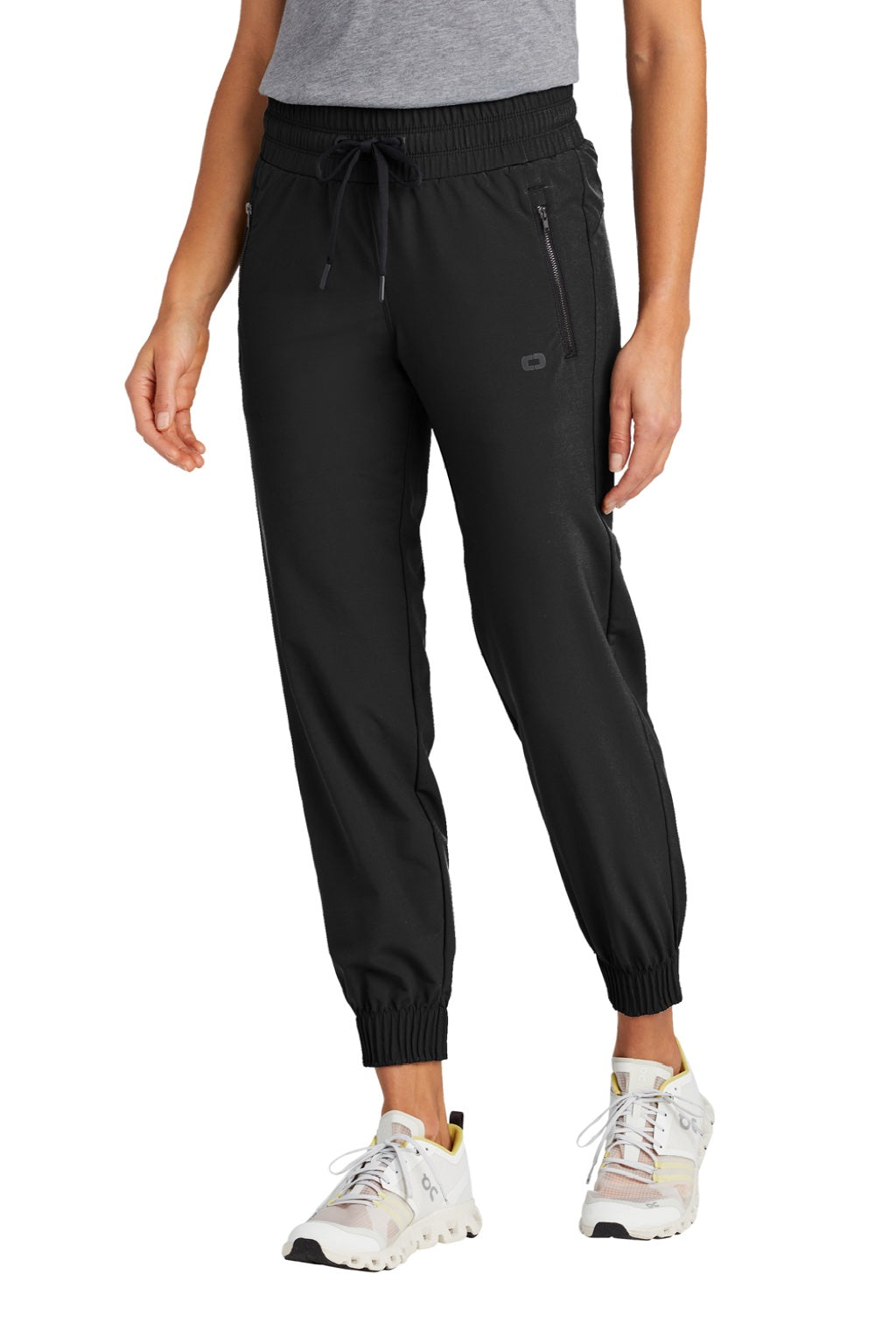 Ogio LOG707 Womens Connection Water Resistant Jogger Sweatpants w/ Pockets Blacktop Model Side