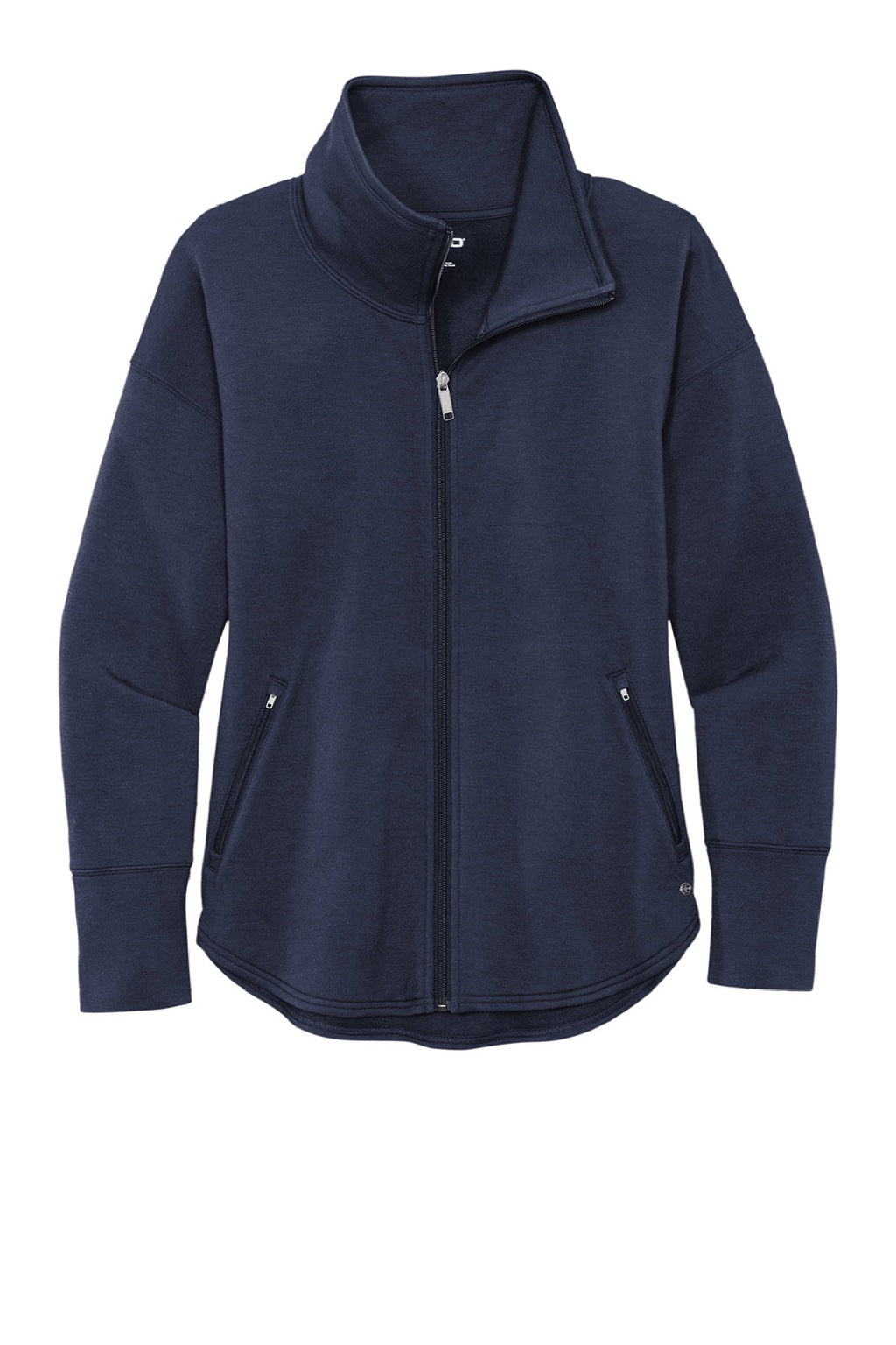 Ogio LOG812 Womens Luuma Fleece Full Zip Jacket River Navy Blue Flat Front