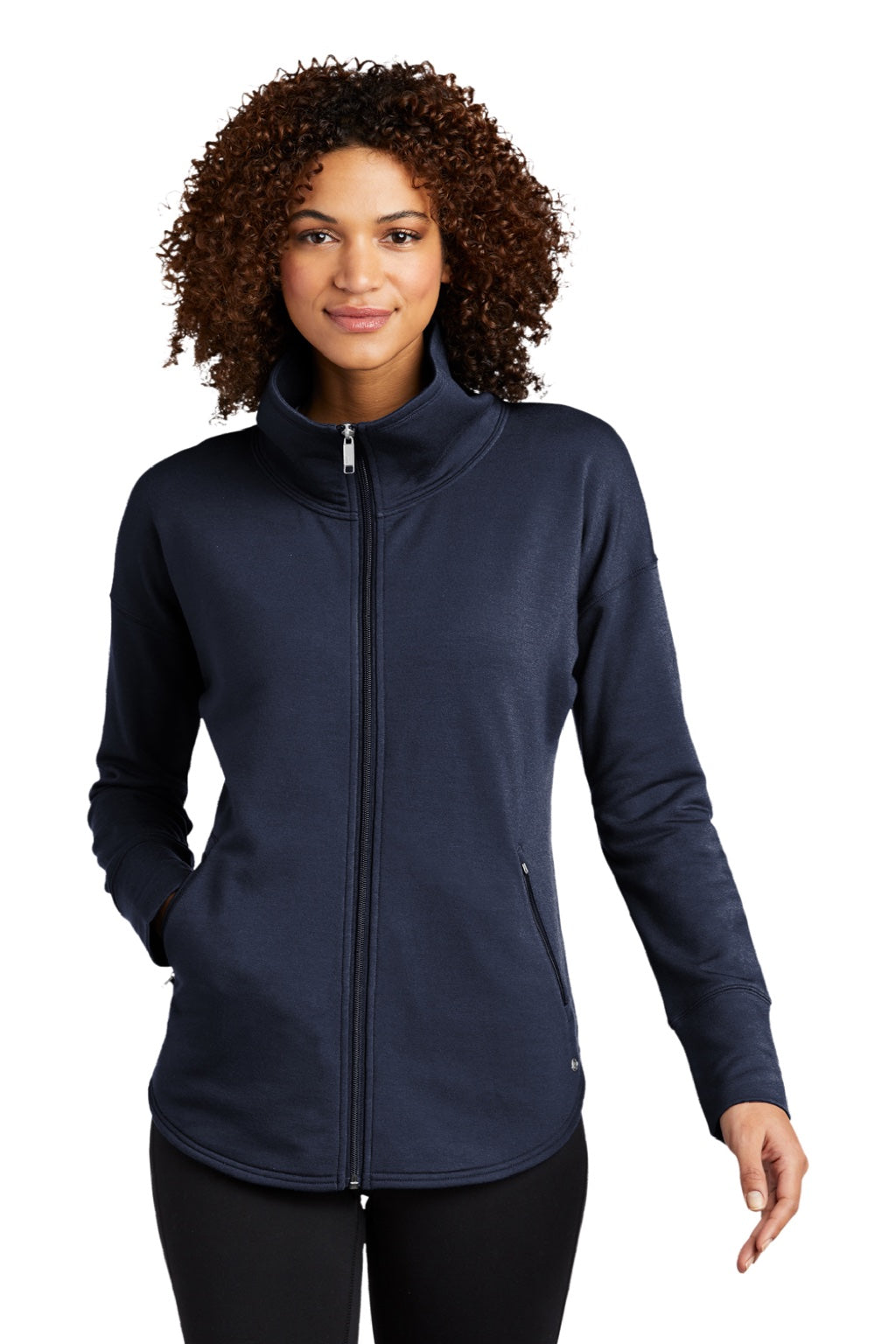 Ogio LOG812 Womens Luuma Fleece Full Zip Jacket River Navy Blue Model Front