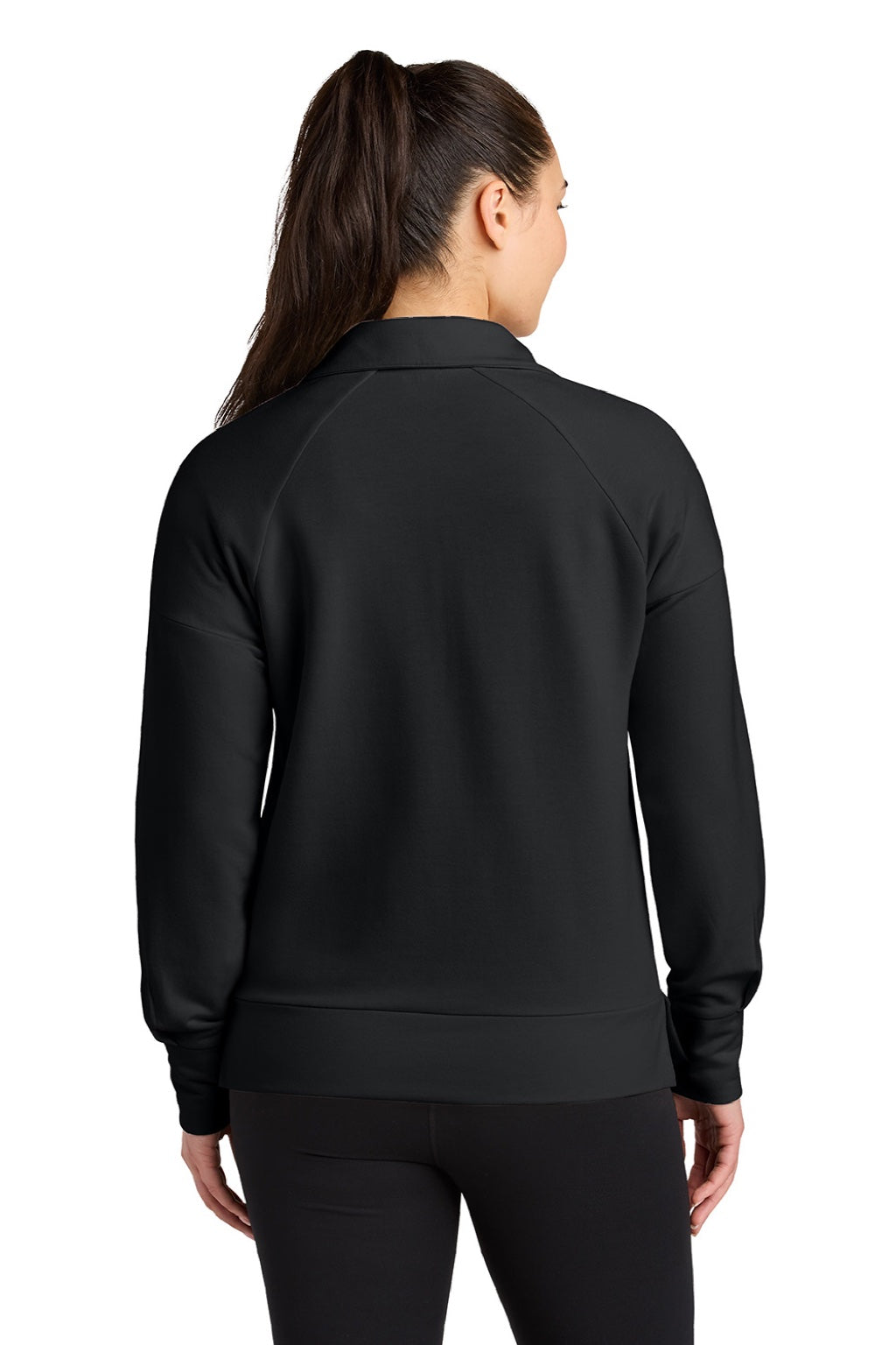 Ogio LOG814 Womens Luuma 1/4 Zip Sweatshirt Blacktop Model Back