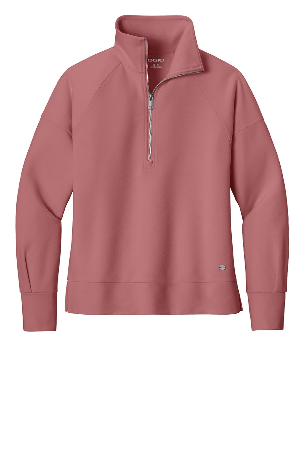 Ogio LOG814 Womens Luuma 1/4 Zip Sweatshirt Desert Pink Flat Front