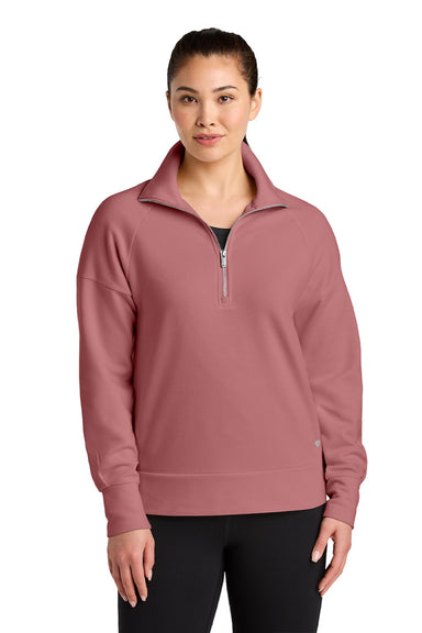 Ogio LOG814 Womens Luuma 1/4 Zip Sweatshirt Desert Pink Model Front