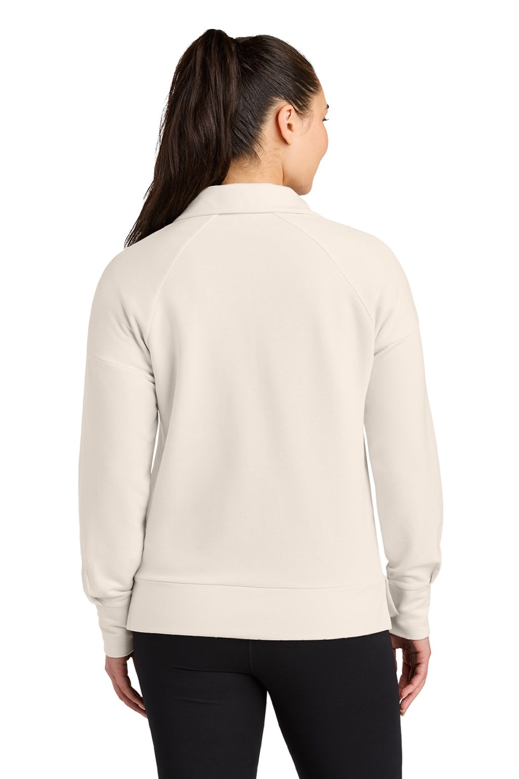 Ogio LOG814 Womens Luuma 1/4 Zip Sweatshirt Light Suede Model Back