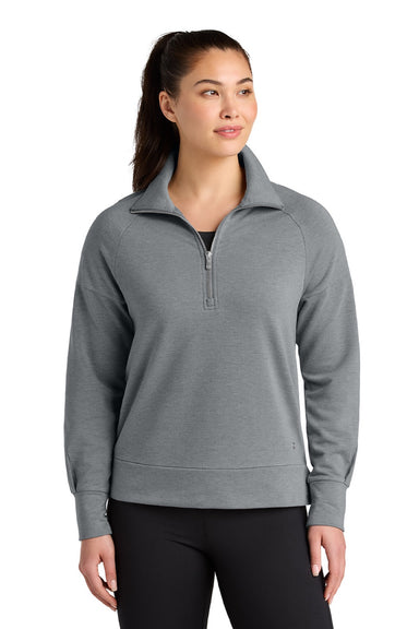 Ogio LOG814 Womens Luuma 1/4 Zip Sweatshirt Heather Petrol Grey Model Front