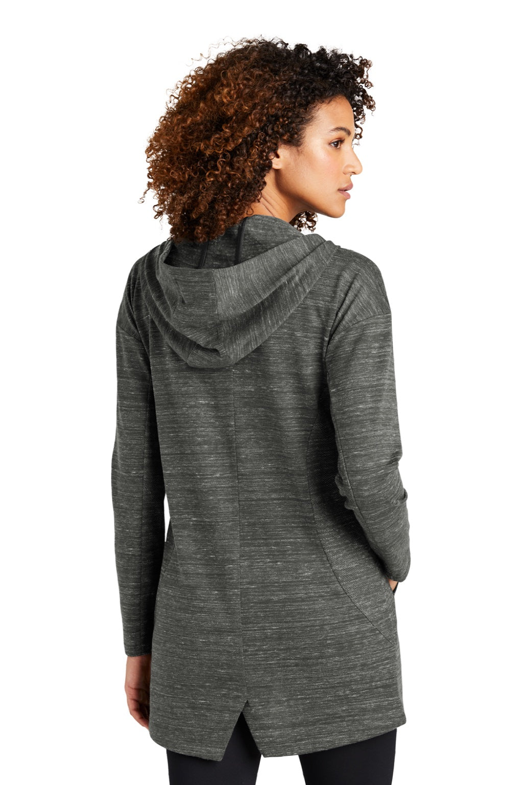 Ogio LOG823 Womens Flux Full Zip Hooded Sweatshirt Hoodie w/ Pockets Heather Tarmac Grey Model Back
