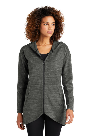 Ogio LOG823 Womens Flux Full Zip Hooded Sweatshirt Hoodie w/ Pockets Heather Tarmac Grey Model Front