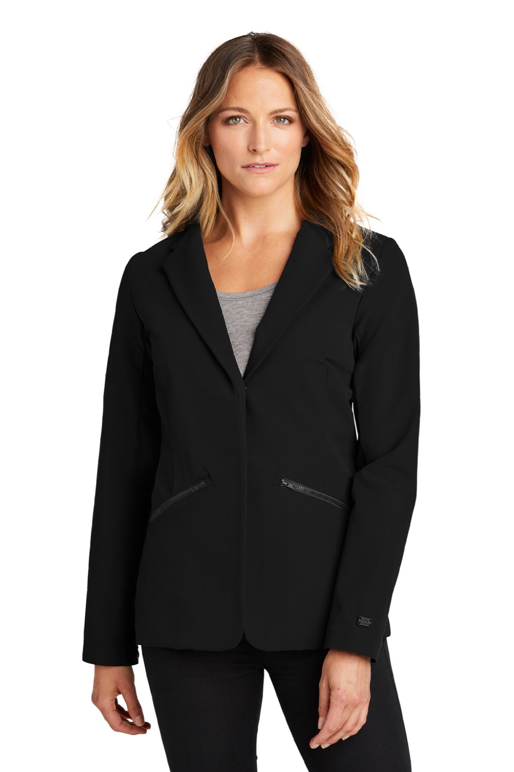 Ogio LOG824 Womens Fusion Water Resistant Blazer Blacktop Model Front
