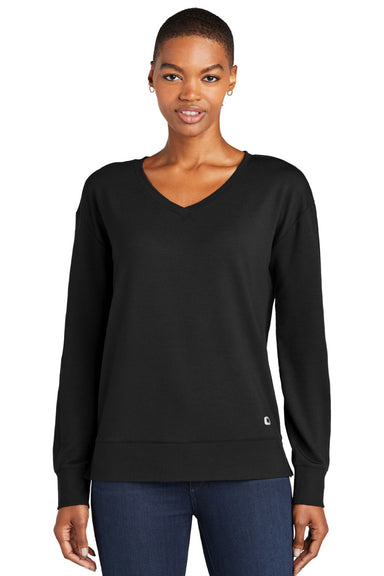 Ogio LOG825 Womens Luuma Flex V-Neck Sweatshirt Blacktop Model Front
