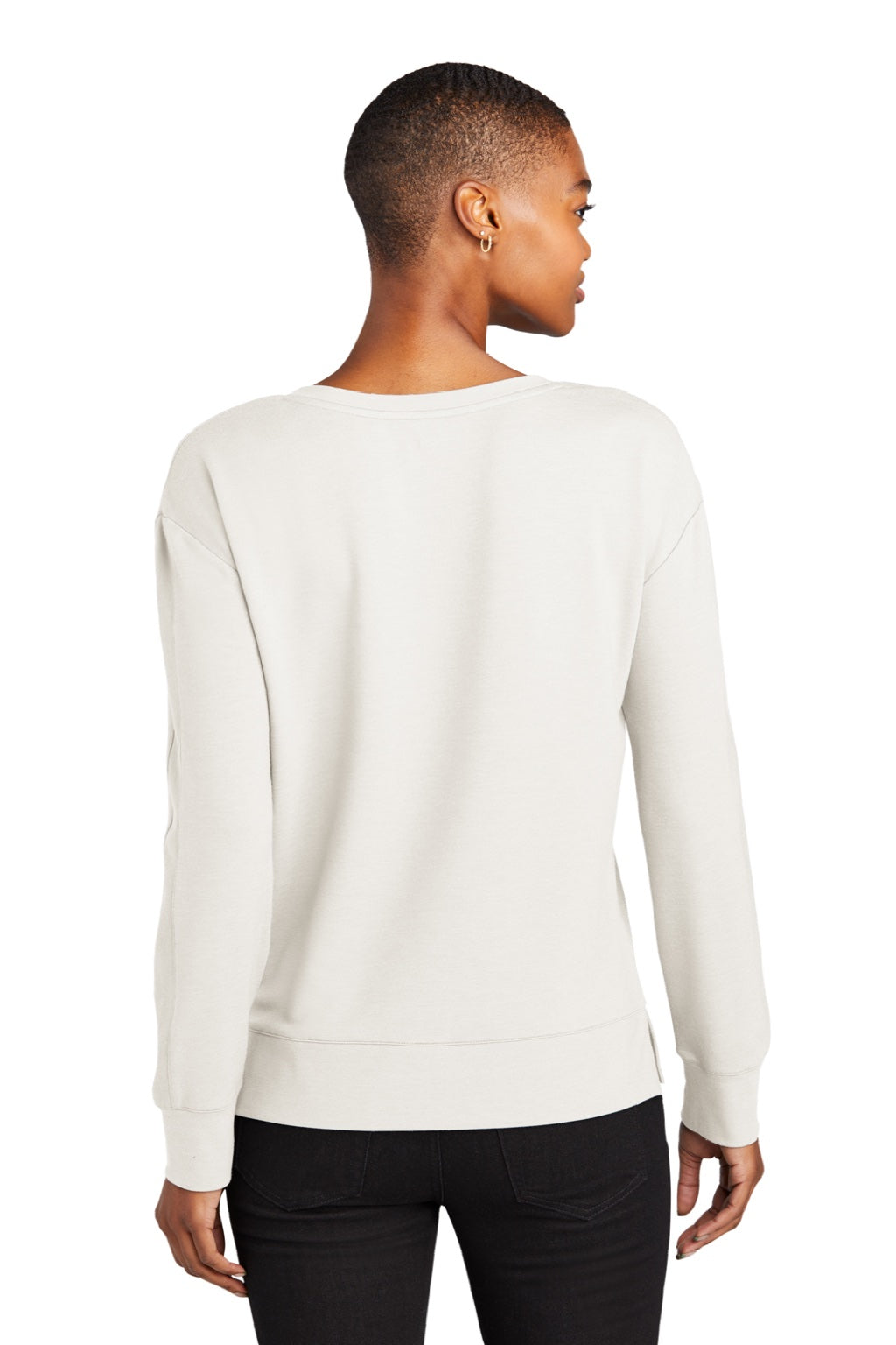 Ogio LOG825 Womens Luuma Flex V-Neck Sweatshirt Ivory Snow White Model Back