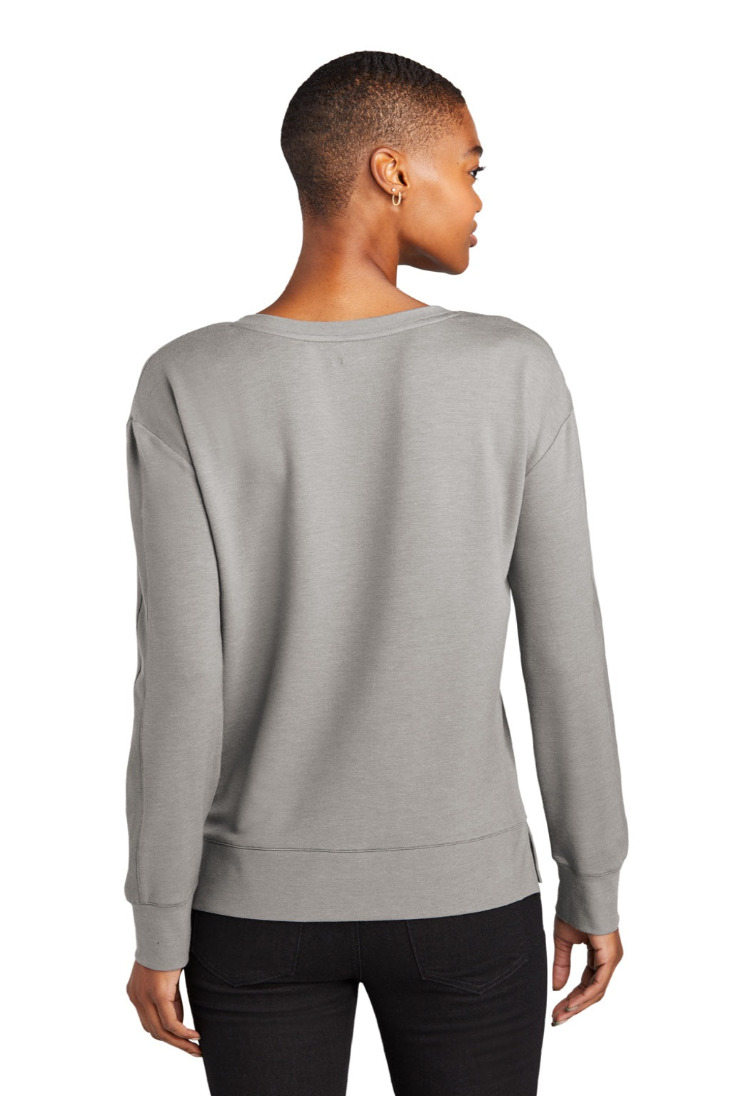 Ogio LOG825 Womens Luuma Flex V-Neck Sweatshirt Heather Petrol Grey Model Back