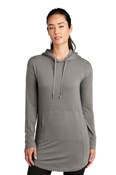 Ogio LOG827 Womens Luuma Flex Hooded Sweatshirt Hoodie w/ Pockets Heather Petrol Grey Model Front