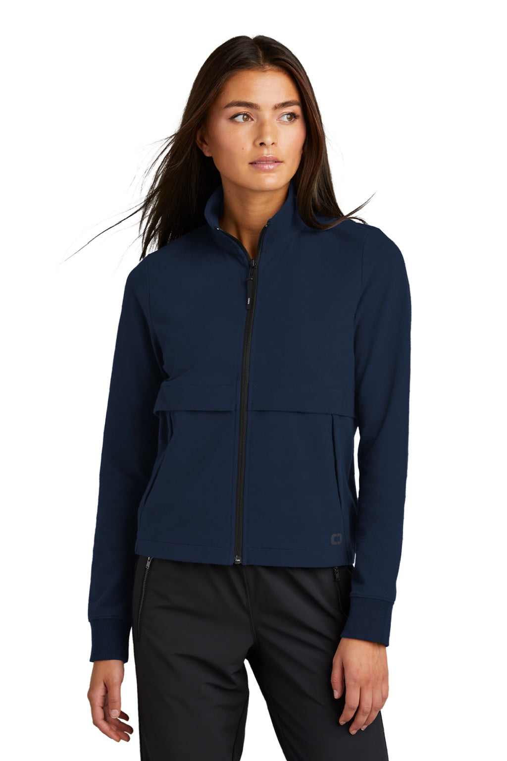 Ogio LOG830 Womens Outstretch Full Zip Jacket River Navy Blue Model Front
