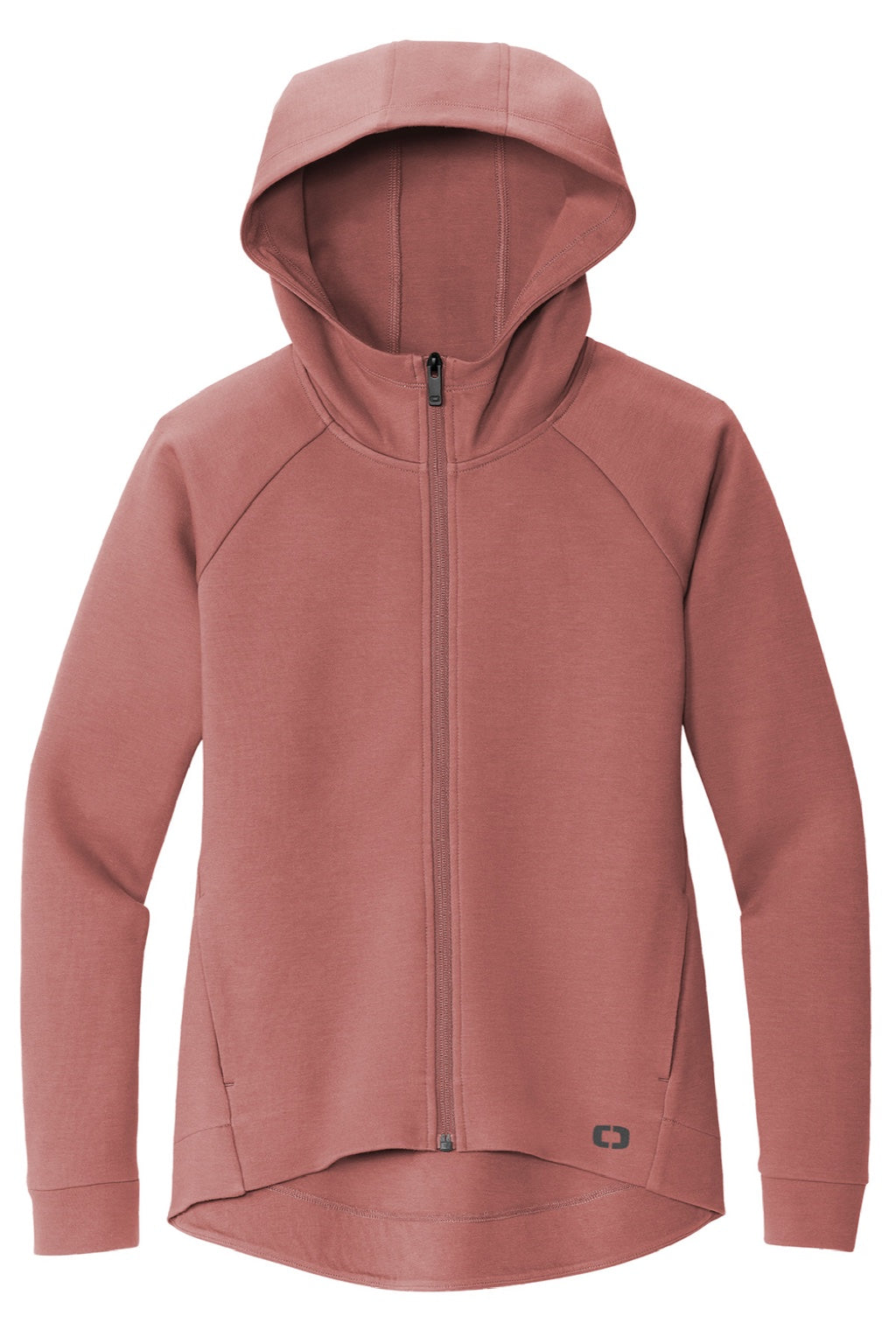 Ogio LOG850 Womens Bolt Full Zip Hooded Sweatshirt Hoodie w/ Pockets Deep Rose Flat Front