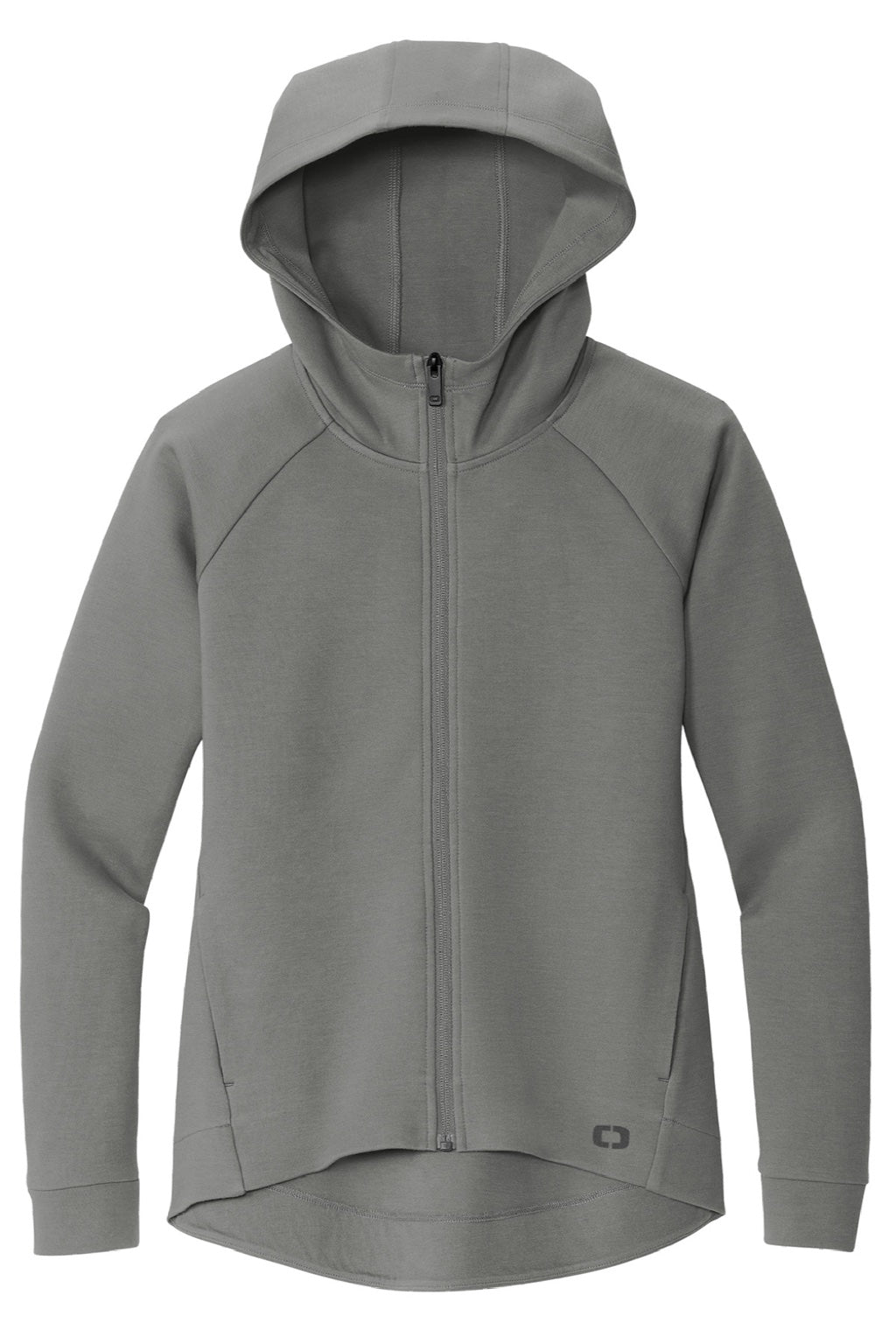 Ogio LOG850 Womens Bolt Full Zip Hooded Sweatshirt Hoodie w/ Pockets Turbo Grey Flat Front