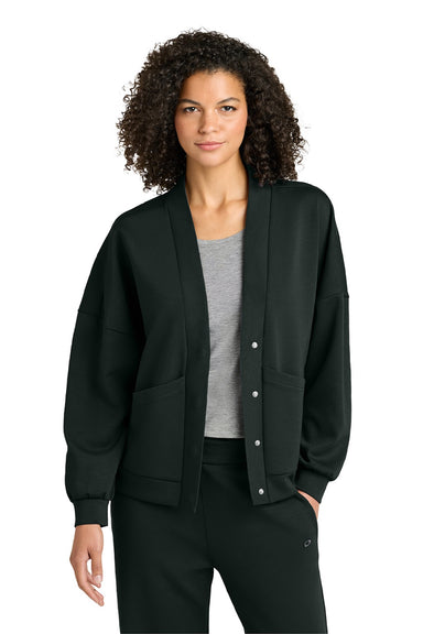 Ogio LOG862 Womens Transcend Fleece Cardigan Sweatshirt w/ Pockets Blacktop Model Front