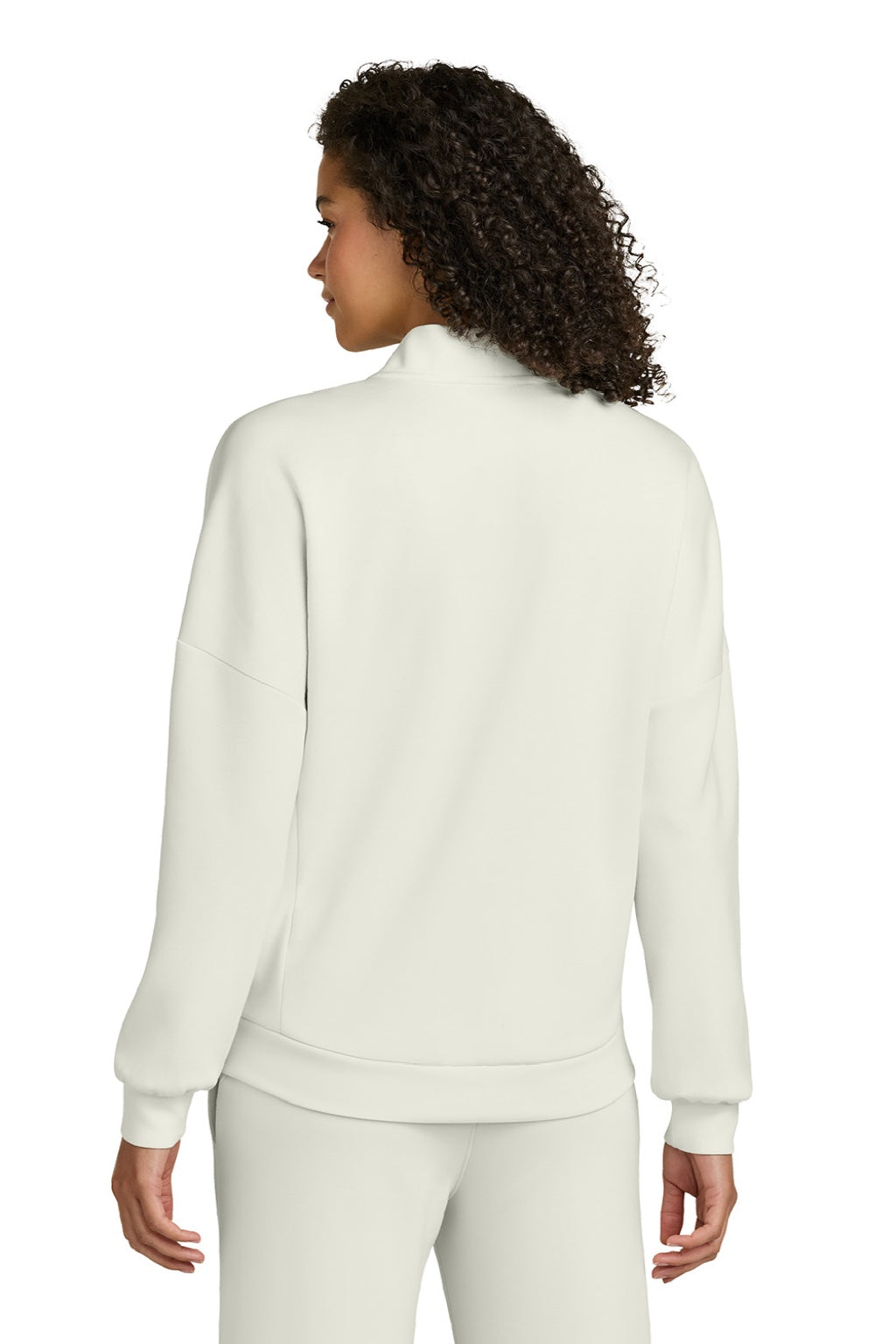 Ogio LOG862 Womens Transcend Fleece Cardigan Sweatshirt w/ Pockets Opal White Model Back