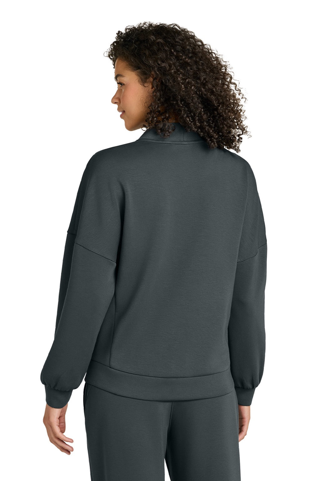 Ogio LOG862 Womens Transcend Fleece Cardigan Sweatshirt w/ Pockets Tarmac Grey Model Back