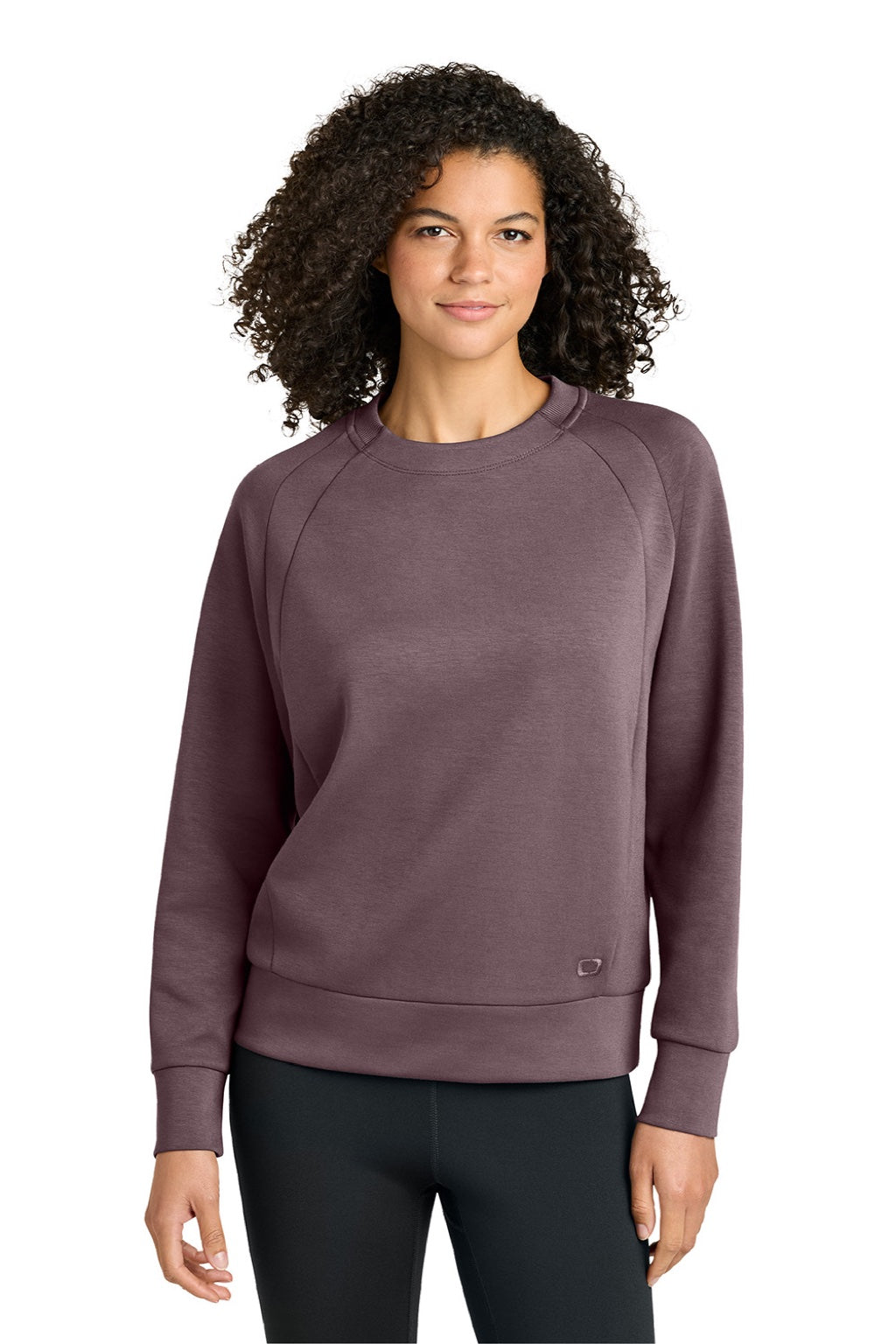 Ogio LOG863 Womens Transcend Fleece Crewneck Sweatshirt Ashen Plum Purple Model Front