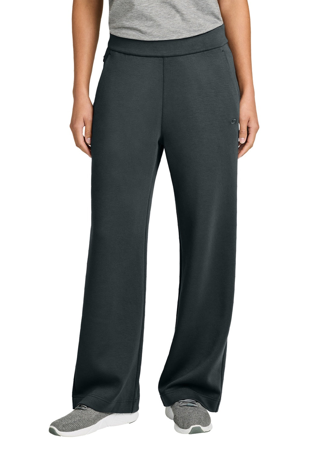 Ogio LOG864 Womens Transcend Fleece Sweatpants w/ Pockets Tarmac Grey Model Front