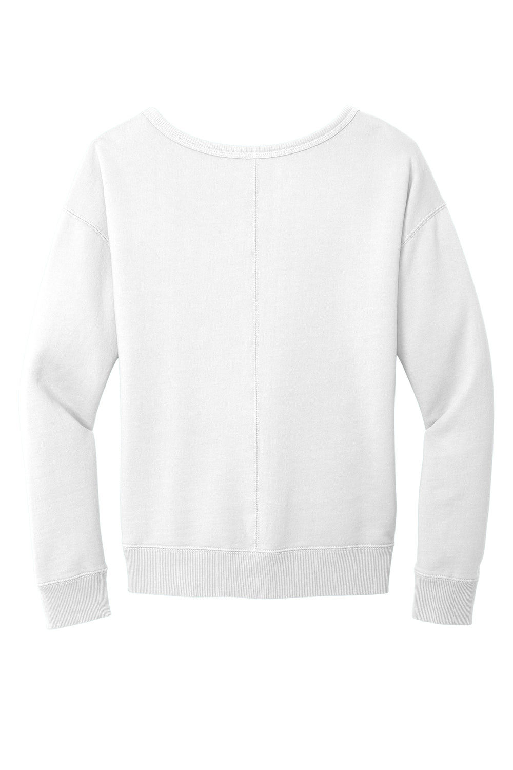 Port & Company LPC098V Womens Beach Wash Garment Dyed V-Neck Sweatshirt White Flat Back