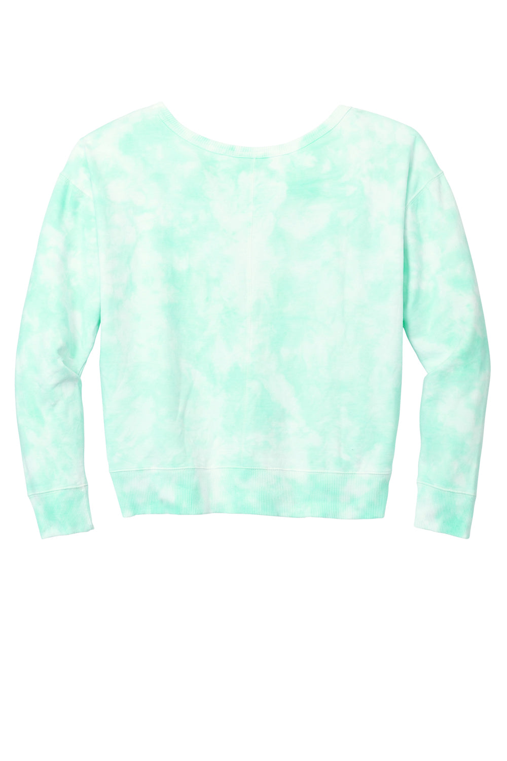 Port & Company LPC140V Womens Beach Wash Tie Dye V-Neck Sweatshirt Cool Mint Green Flat Back