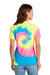 Port & Company LPC147V Womens Tie-Dye Short Sleeve V-Neck T-Shirt Neon Rainbow Model Back